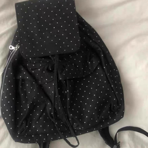 2025新款韓系復古星星波點雙肩包書包通勤小衆大容量休閒後後背包