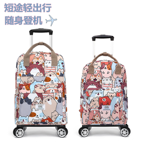 超輕便萬向輪拉桿行李包防水旅行後後背包小拉車可攜式折曡短途旅遊登機