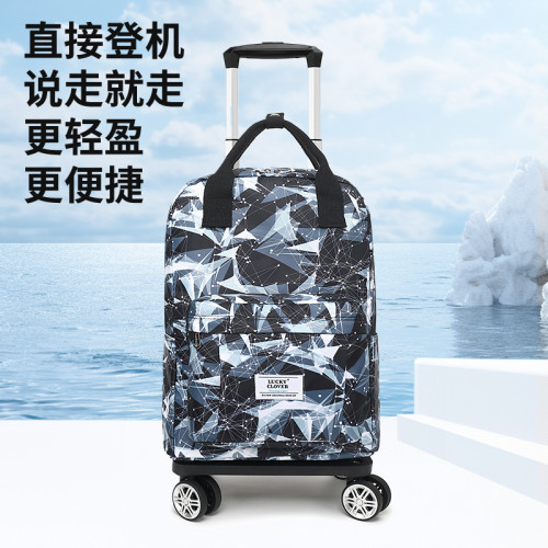 超輕便萬向輪拉桿行李包防水旅行後後背包小拉車可攜式折曡短途旅遊登機