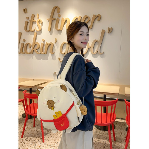 可愛卡皮巴拉水豚雙肩包女2025年新款日系卡通學生書包防水登山包