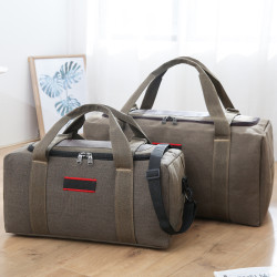 大容量帆布旅行包男短途出差旅遊打工裝衣服戶外運動可折曡手提包