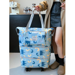 萬向輪折曡旅行包女輕便大容量可套拉桿行李袋學生住校手提健身包