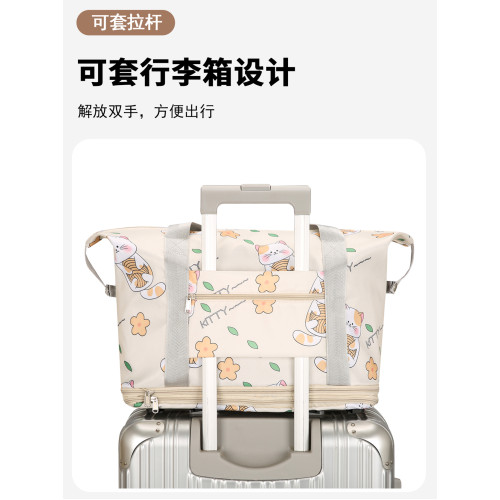 帶滑輪萬向輪旅行包輕便大容量可托運可愛行李包折曡行李箱收納袋