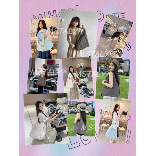 ins慵懶風字母刺綉帆布包女式2026新款時尚輕便購物袋通勤托特包