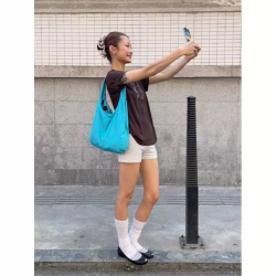 圓弧波點單肩包正反多背法托特包大容量腋下包