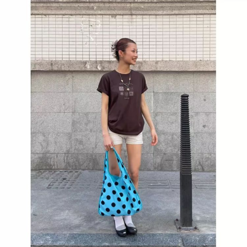 圓弧波點單肩包正反多背法托特包大容量腋下包