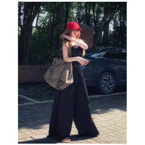 韓系ins豹紋帆布包包女慵懶松弛感百搭布袋大容量學生單肩托特包