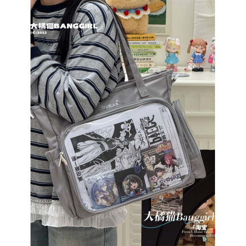 二次元雙肩痛包三用斜後後背包大容量托特包娃包單肩包透明吧唧痛包女