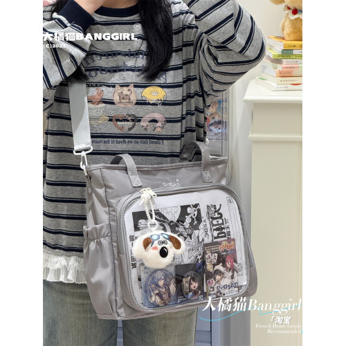 二次元雙肩痛包三用斜後後背包大容量托特包娃包單肩包透明吧唧痛包女