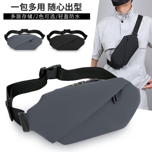 日韓街頭潮流折曡腰包多功能胸包新款時尚斜後後背包男士運動騎行後後背包