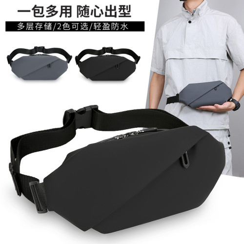日韓街頭潮流折曡腰包多功能胸包新款時尚斜後後背包男士運動騎行後後背包