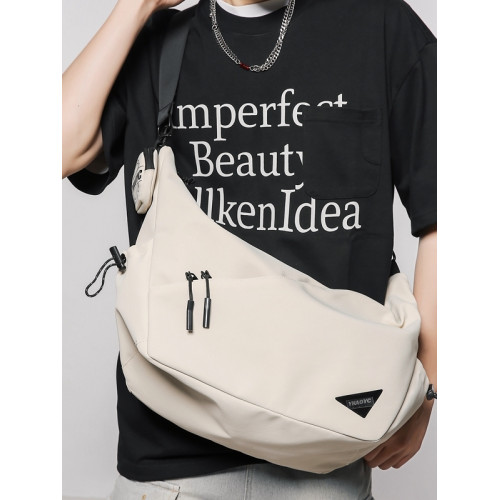 斜後後背包男款休閒大容量通勤單肩包2025新款機能郵差包男士旅行後後背包