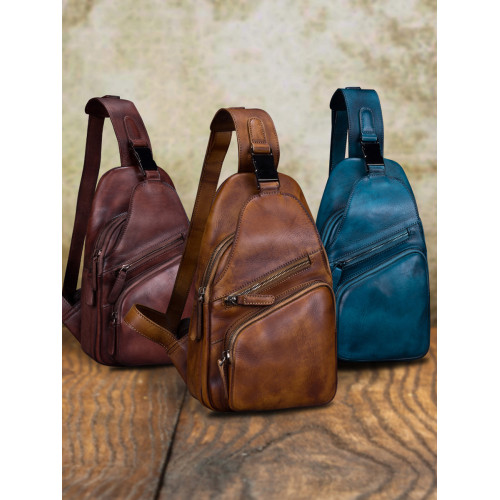 男士復古包包手工皮包男包斜背單肩包胸包男真皮軟皮頭層牛皮休閒 男士復古包包手工皮包男包斜背單肩包胸包男真皮軟皮頭層牛皮休閒