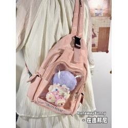 二次元日常10cm15cm娃包水波紋斜背雙肩基礎痛包穀子吧唧透明胸包