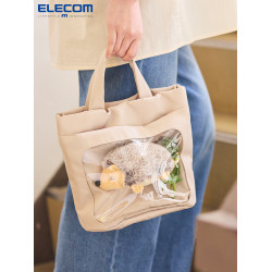 ELECOM笑臉痛包透明手提包單肩斜背菜籃子包diy通勤包包新年禮物