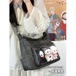 大容量百搭日常基礎款復古單肩手提斜背娃包通勤透明紥穀吧唧痛包