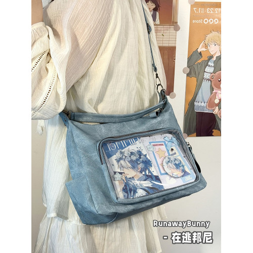 大容量百搭日常基礎款復古單肩手提斜背娃包通勤透明紥穀吧唧痛包