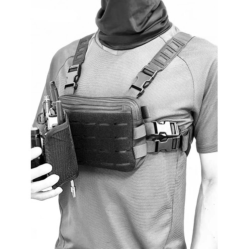 WJTWZY 戰術背心包多功能胸掛包騎行裝備包molle系統掛載包粘貼板