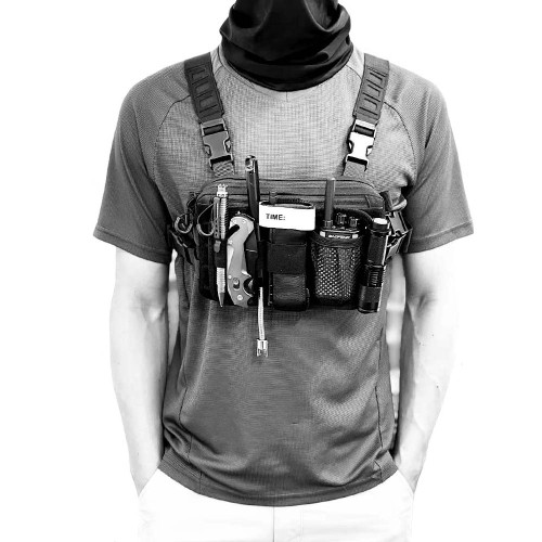 WJTWZY 戰術背心包多功能胸掛包騎行裝備包molle系統掛載包粘貼板