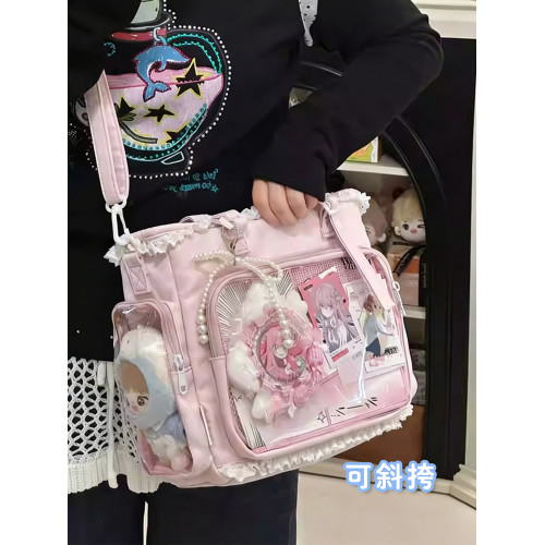 韓系痛包大容量吧唧包學生黨日常通勤二次元單肩斜背20cm透明娃包