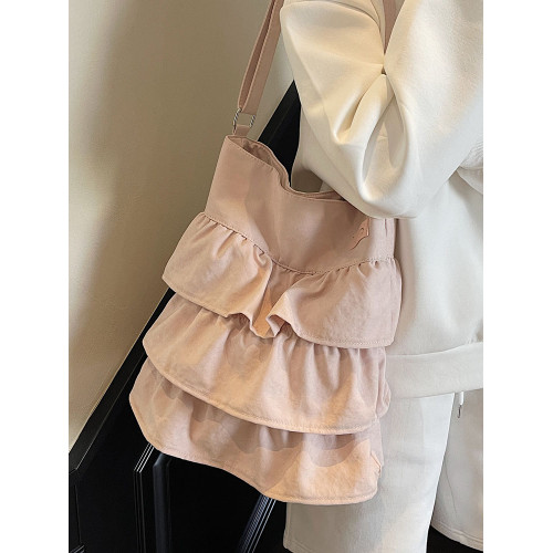 韓國裙擺荷葉邊帆布包包女2026新款網紅芭蕾風托特包大容量斜後後背包 韓國裙擺荷葉邊帆布包包女2026新款網紅芭蕾風托特包大容量斜後後背包