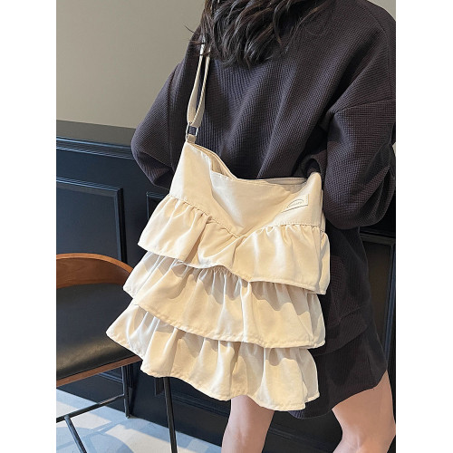 韓國裙擺荷葉邊帆布包包女2026新款網紅芭蕾風托特包大容量斜後後背包 韓國裙擺荷葉邊帆布包包女2026新款網紅芭蕾風托特包大容量斜後後背包