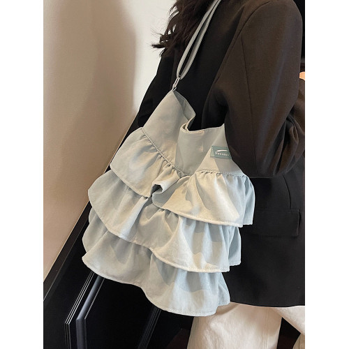 韓國裙擺荷葉邊帆布包包女2026新款網紅芭蕾風托特包大容量斜後後背包 韓國裙擺荷葉邊帆布包包女2026新款網紅芭蕾風托特包大容量斜後後背包