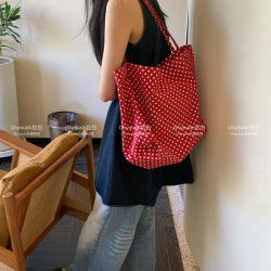 「Ohyoudo」韓系大大波點托特包！Oversize帆布包通勤百搭單肩包