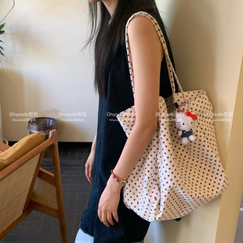 「Ohyoudo」韓系大大波點托特包!Oversize帆布包通勤百搭單肩包 「Ohyoudo」韓系大大波點托特包!Oversize帆布包通勤百搭單肩包