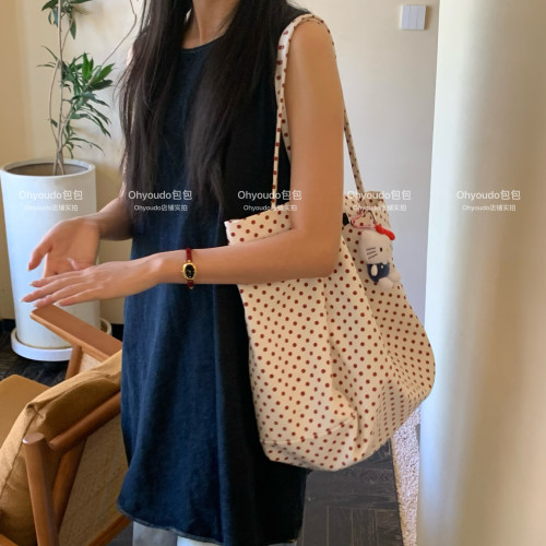 「Ohyoudo」韓系大大波點托特包!Oversize帆布包通勤百搭單肩包 「Ohyoudo」韓系大大波點托特包!Oversize帆布包通勤百搭單肩包