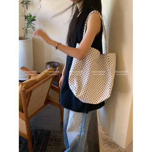 「Ohyoudo」韓系大大波點托特包!Oversize帆布包通勤百搭單肩包 「Ohyoudo」韓系大大波點托特包!Oversize帆布包通勤百搭單肩包
