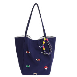 韓系可愛小狗刺綉帆布紅色包包大學生上課休閒通勤高級感托特包