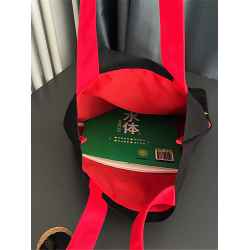 科顔氏黑色五彩繽紛卡通漫畫帆布袋化妝包單肩包手提購物袋高顔值