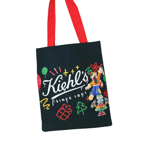 科顔氏黑色五彩繽紛卡通漫畫帆布袋化妝包單肩包手提購物袋高顔值