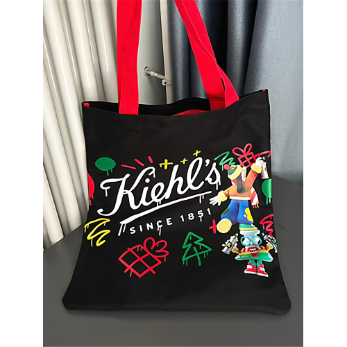 科顔氏黑色五彩繽紛卡通漫畫帆布袋化妝包單肩包手提購物袋高顔值