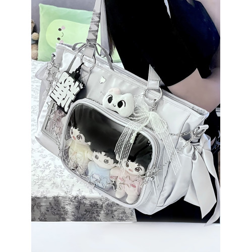 AORDA 絲帶痛包雙肩演唱會暗格包藏東西的包藏燈牌大容量斜背娃包