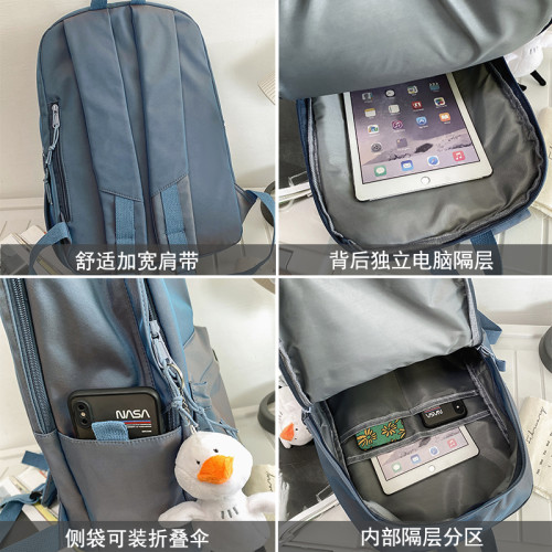 潮牌書包女大學生大容量電腦包後後背包初中生高中生休閒簡約雙肩包男