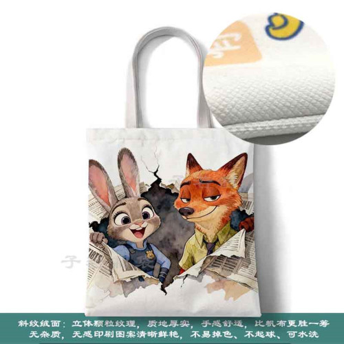 動物城 周邊帆布包包硃迪卡通動漫禮品購物袋子上課手提袋