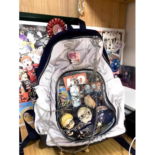 新款y2k透明亞文化雙肩包千禧辣妹旅行書包大容量吧唧痛包穀娃包