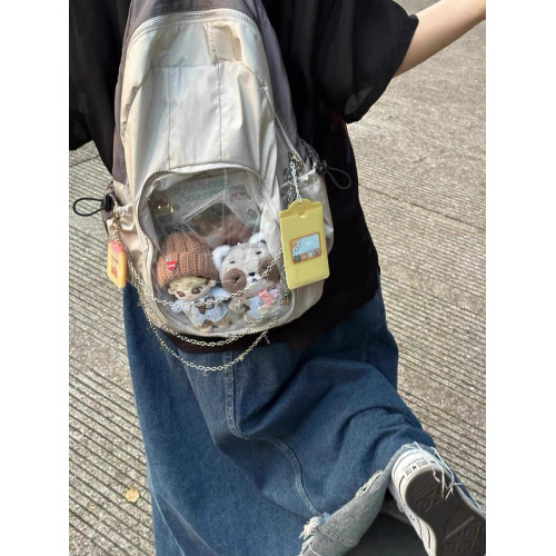新款y2k透明亞文化雙肩包千禧辣妹旅行書包大容量吧唧痛包穀娃包