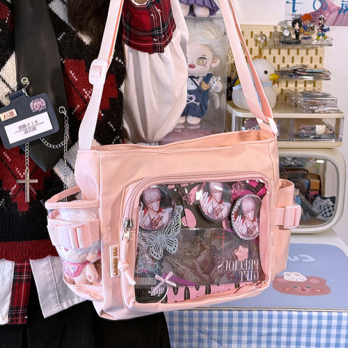 原創基礎款日常大容量郵差包10cm娃包紥穀吧唧痛包簡約單肩斜後後背包