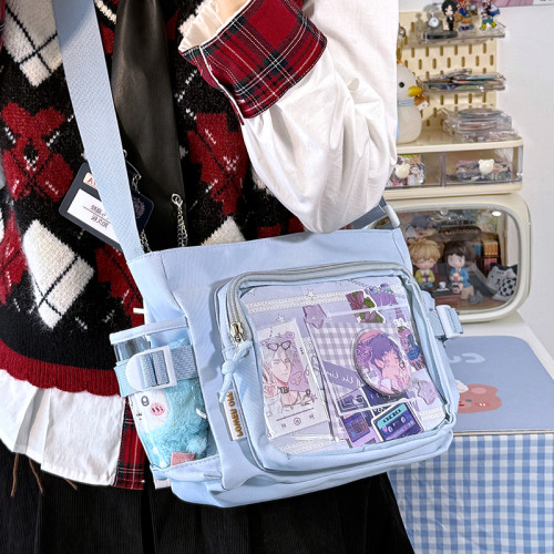 原創基礎款日常大容量郵差包10cm娃包紥穀吧唧痛包簡約單肩斜後後背包