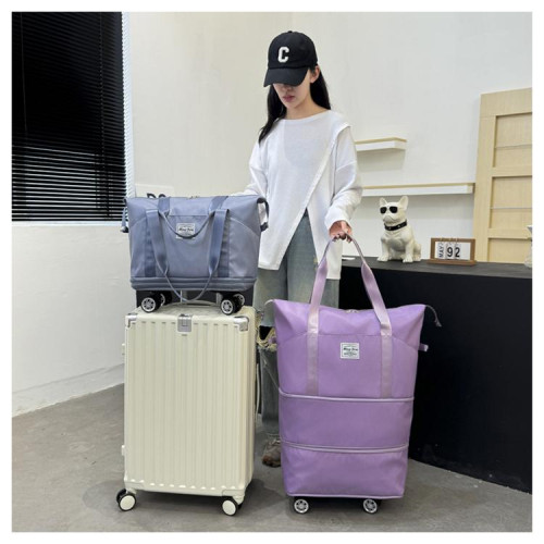 帶輪子行李包可拆卸萬向輪手提包手拎外出旅行包行李袋可套拉桿箱
