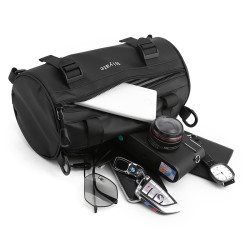 新款男士單肩包時尚桶包百搭休閒斜後後背包潮款學生挎包街頭嘻哈後後背包