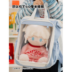 日系大容量雙肩包女40cm棉花娃娃學生書包透明後後背包大食量痛包娃包