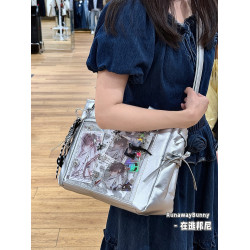 原創自製痛包-皮面甜美綁帶托特-大容量通勤單肩斜後後背包二次元娃包