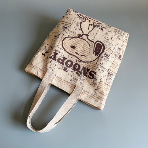 史努比復古漫畫風帆布包 棕米色學生黨課本包 實用通勤電腦包