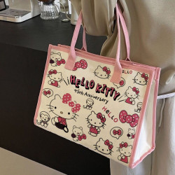 新款卡通kitty單肩包百搭大容量學生帆布包通勤托特外出女禮物包