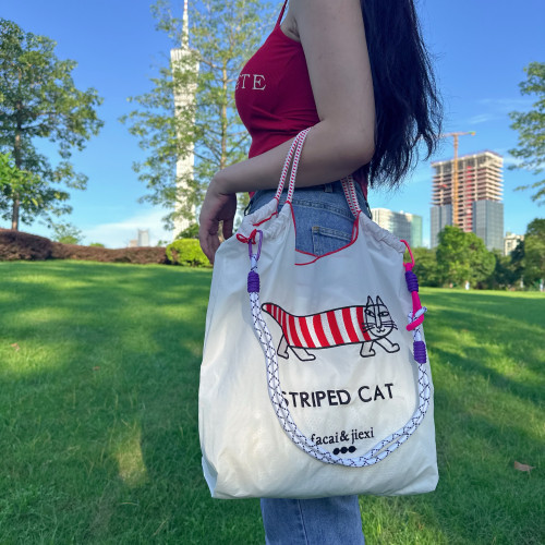 ballchian臘腸貓刺綉大容量托特包女高級感小衆設計單肩包通勤