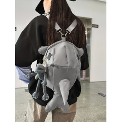 鯊魚雙肩包男設計感小衆個性醜萌騎行鯨魚後後背包學生創意搞怪書包女